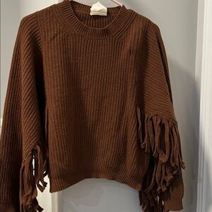 Semicouture wool Brown Fringe Women's Sweater